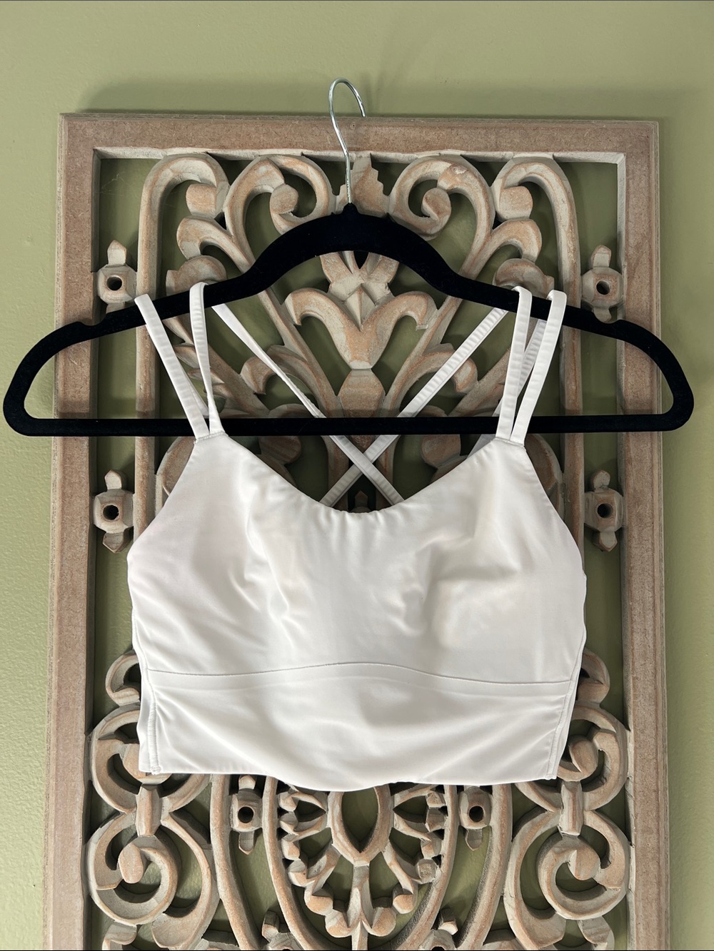 Lululemon Like a Cloud Long Line White Strappy Work Out Sports Bra